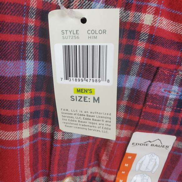 Eddie Bauer Plaid Button-down Flannel Shirt Men's Size M - Picture 11 of 11